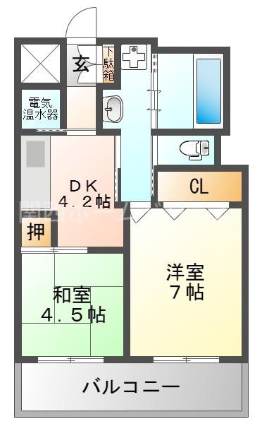 サンリスタ守口(2DK/3階)の間取り写真