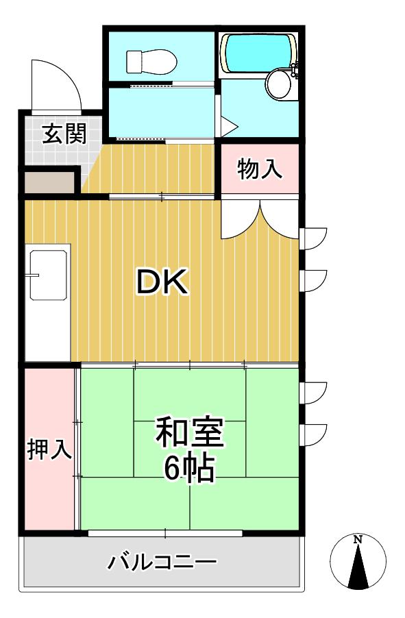六興ヒルズ 岩沼(1DK/2階)の間取り写真