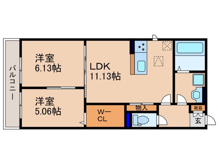 SEJOUR MIRIIY(2LDK/2階)の間取り写真