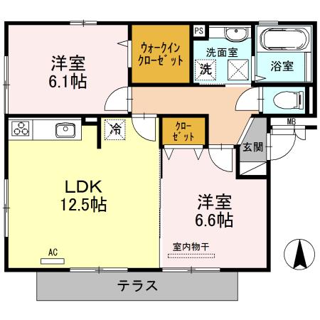 東山ヒルズ(2LDK/1階)の間取り写真