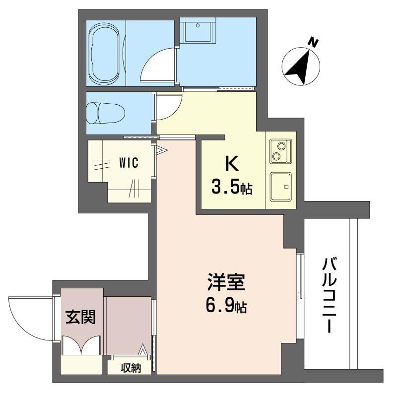 エスコート(1K/2階)の間取り写真