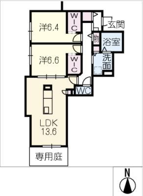 CRESTIA(2LDK/1階)の間取り写真