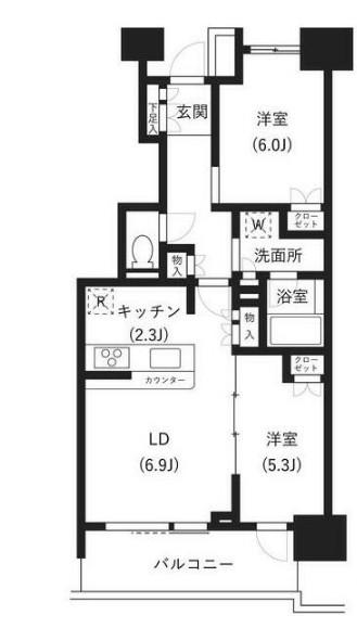 イプセ府中(2LDK/10階)の間取り写真