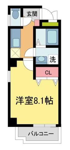 エル西宮(1K/8階)の間取り写真