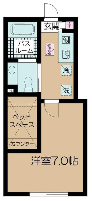 フェリーチェ洗足池(1K/1階)の間取り写真