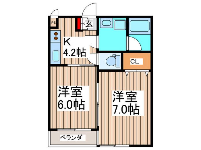 キャスル泉塚(2K/3階)の間取り写真