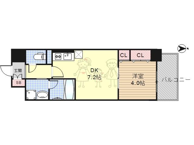 GRAND ECLAT(1DK/10階)の間取り写真