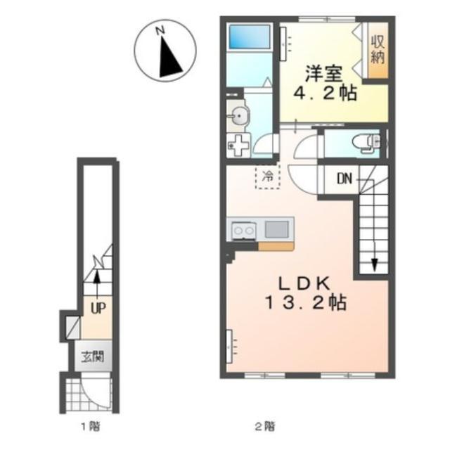 ルネット(1LDK/2階)の間取り写真