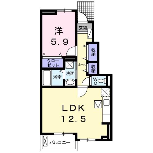エスポワール大磯(1LDK/1階)の間取り写真