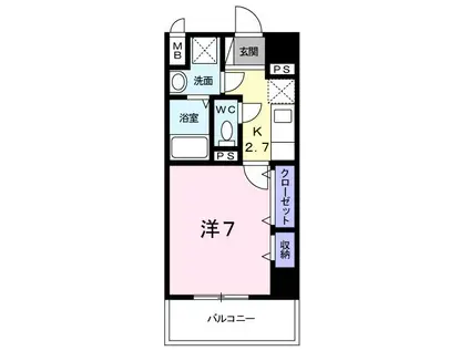 三の丸レジデンス(1K/2階)の間取り写真