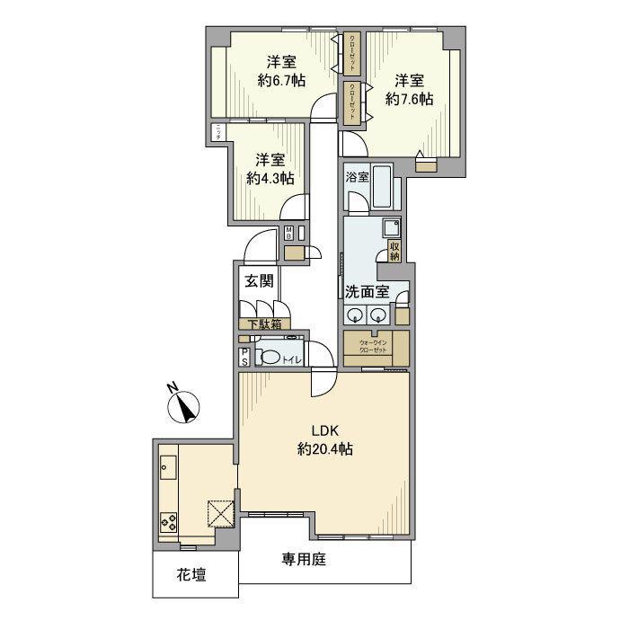 グラン・アクス小石川(3LDK/1階)の間取り写真