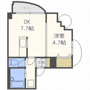 プレサント平和通II(1LDK/6階)の間取り写真