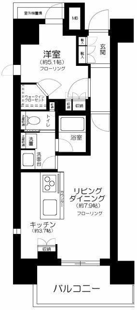 リビオレゾン人形町(1LDK/6階)の間取り写真
