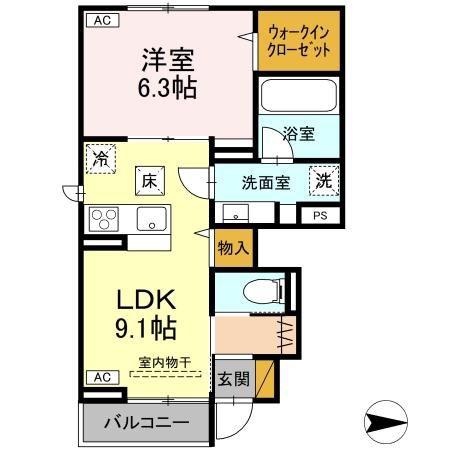T-HAPPILIA(1LDK/1階)の間取り写真