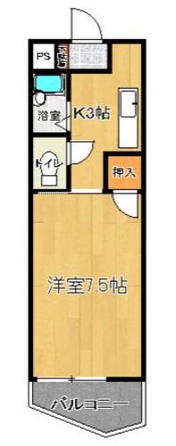 竹野屋ビル(1K/2階)の間取り写真