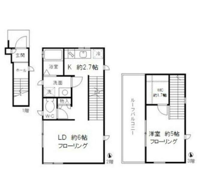 メゾン ド フルール(1LDK/2階)の間取り写真