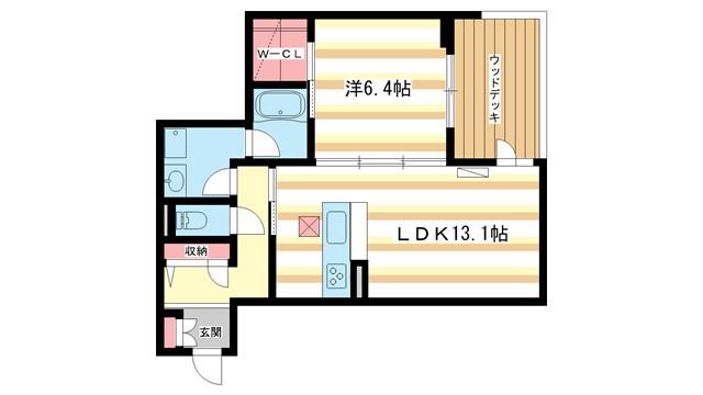 シャーメゾンレジデンス学園北(1LDK/1階)の間取り写真