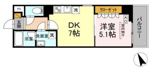 GRAND VILLAGE(1DK/4階)の間取り写真