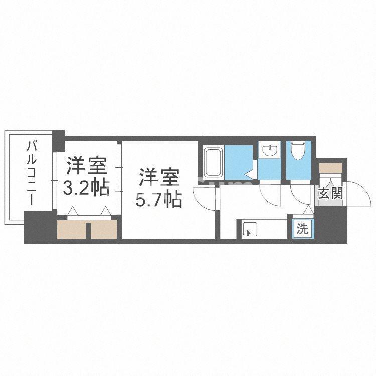 S-RESIDENCE日本橋QUALIER(2K/5階)の間取り写真
