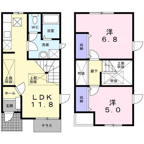 TWIN CAMERIA II(2LDK/1階)の間取り写真