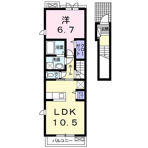 コージー レジデンス(1LDK/2階)の間取り写真