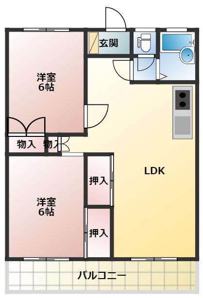 NAGAI(2LDK/2階)の間取り写真