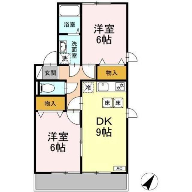 パルシャルマン D棟(2DK/1階)の間取り写真