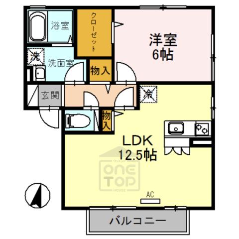 カーサアルペジオ(1LDK/1階)の間取り写真