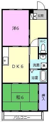 フラット立石C(2DK/1階)の間取り写真