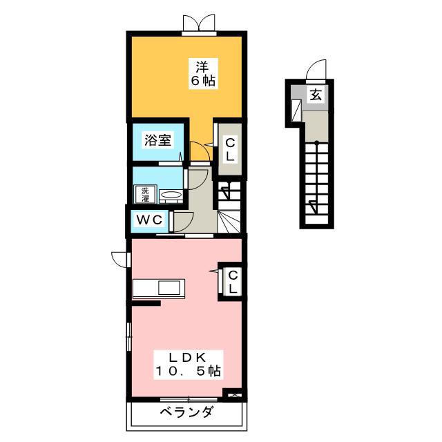 ベルフィオーレA(1LDK/2階)の間取り写真