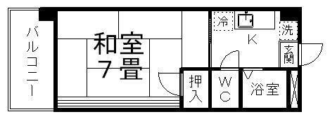 白い天守閣(1K/3階)の間取り写真
