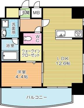 プレジデンス ざ旦過(1LDK/12階)の間取り写真
