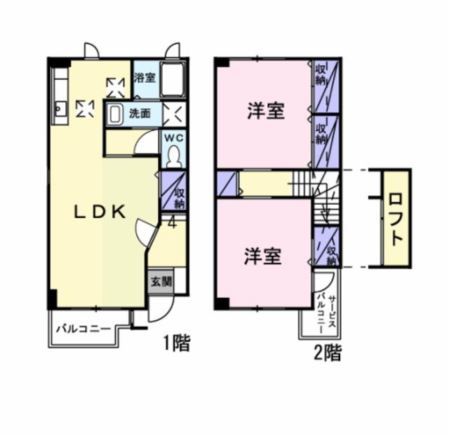 ソレイユMII(2LDK/1階)の間取り写真