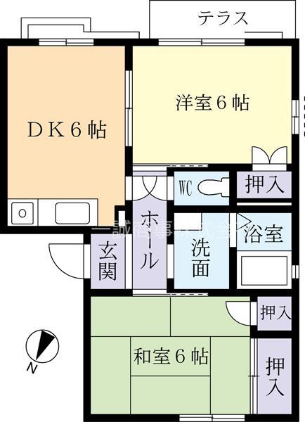 ジュネス東光台(2DK/2階)の間取り写真