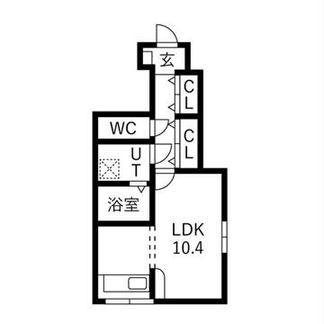 KD小白川(1K/1階)の間取り写真