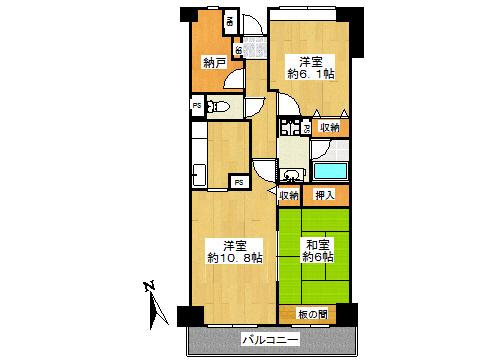 グリーンウッド(2SLDK/3階)の間取り写真