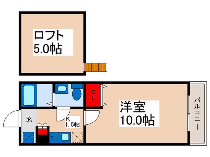 ペルテローザ(1K/1階)の間取り写真