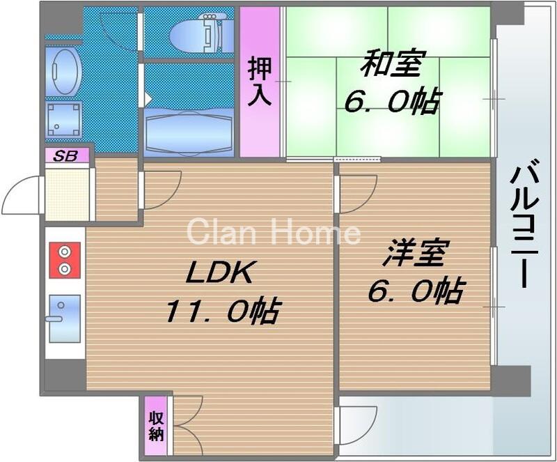 ラフィーネ北澤(2LDK/4階)の間取り写真