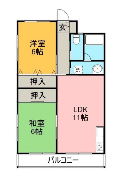 ガーデンコートパミエA(2LDK/1階)の間取り写真