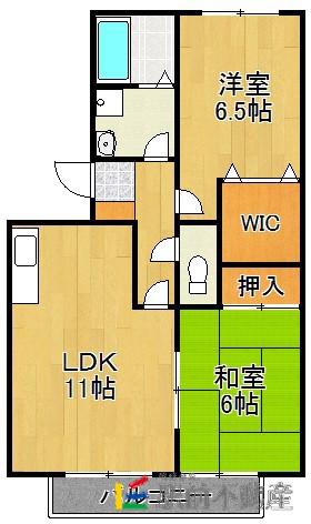 グレースコート国分I(2LDK/3階)の間取り写真