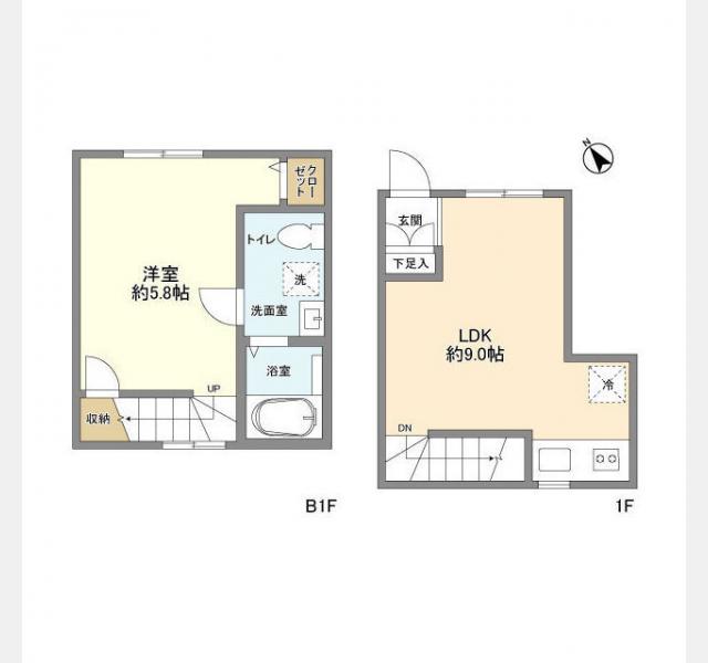 スタイリオフィット武蔵小山(1LDK/B1階)の間取り写真