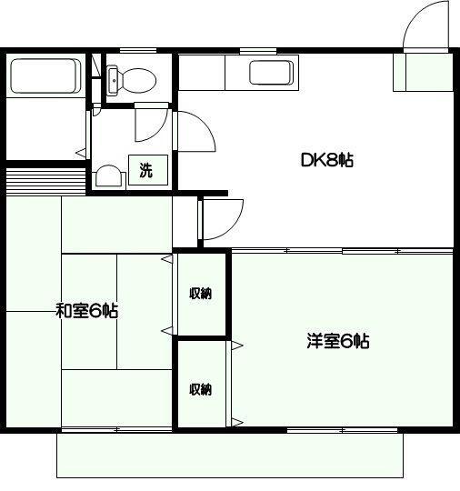 桜ハイツ(2DK/1階)の間取り写真