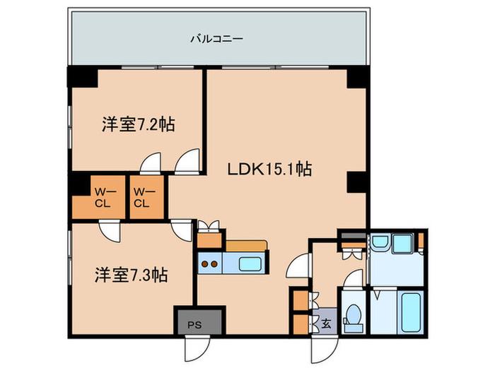 KDXレジデンス南草津(2LDK/14階)の間取り写真