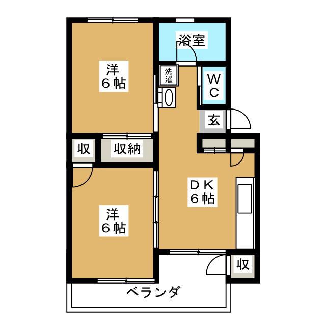 エレガントマンション(2DK/1階)の間取り写真