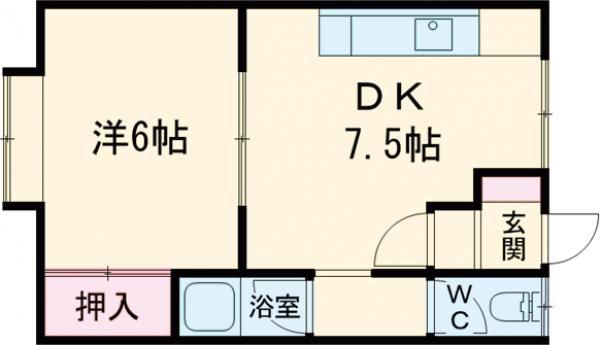 エレガンス日吉(1DK/1階)の間取り写真