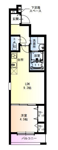 フジパレス今川公園東II番館(1LDK/1階)の間取り写真