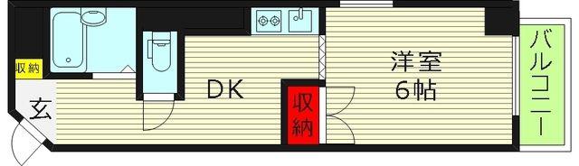 メゾンドール都島(1DK/4階)の間取り写真