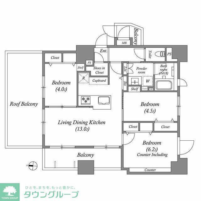 ACP RESIDENCE 中野新橋(3LDK/10階)の間取り写真