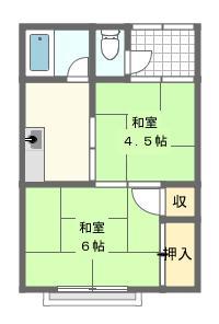 三方原グリーンハイツB(2K/2階)の間取り写真