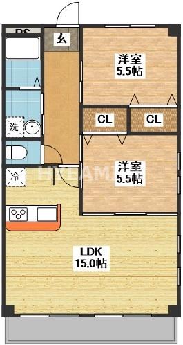 グランドソレイユ(2LDK/2階)の間取り写真
